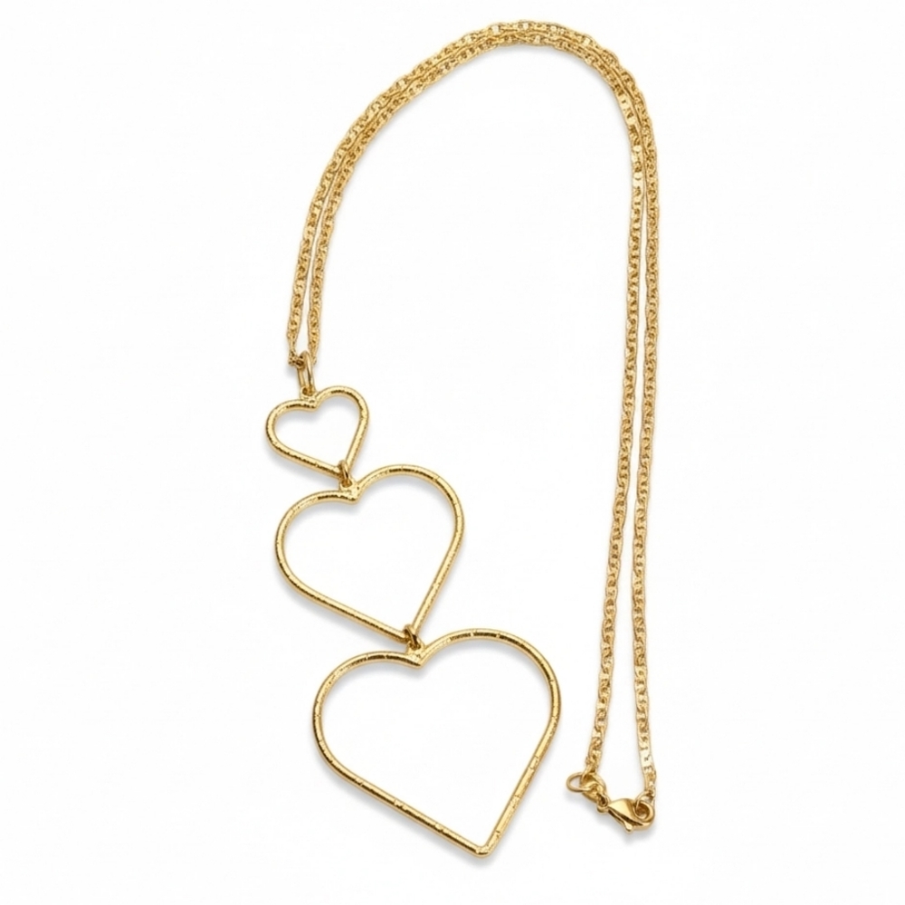 Triple Heart Gold 18" Necklace